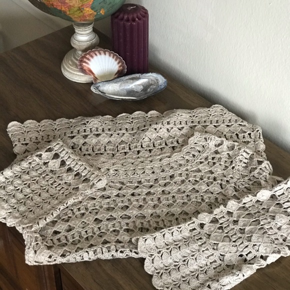 Silk and linen crochet lace sweater XS/S - Picture 3 of 16